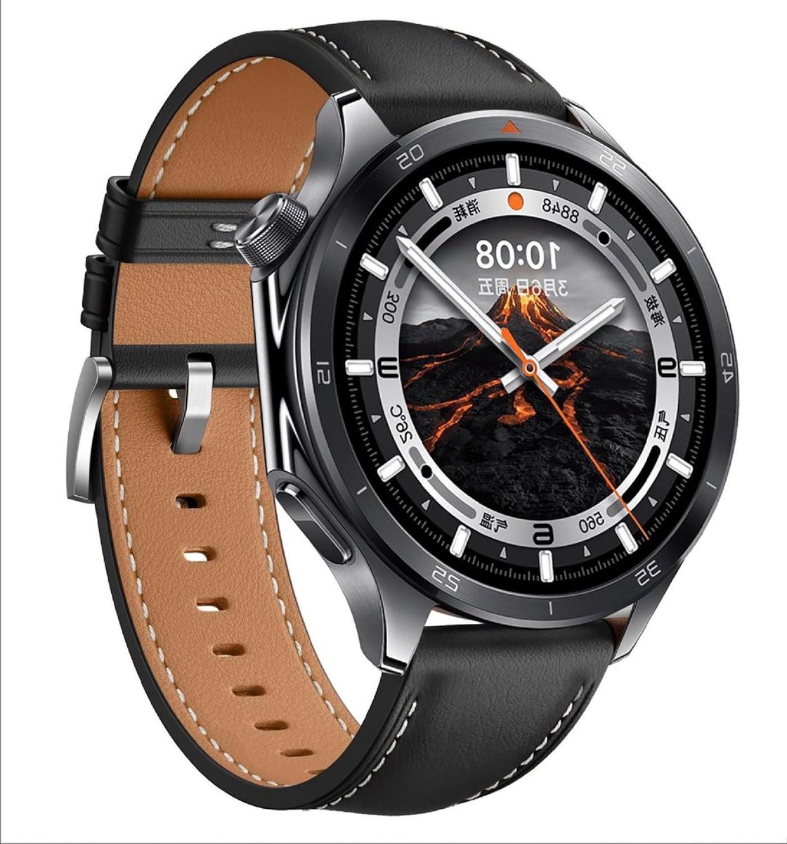 Bandje compatibel met smartwatch, echt lederen band [slijtvast] [ademend], zwart - horlogeband voor Oppo Watch X2-Watch X