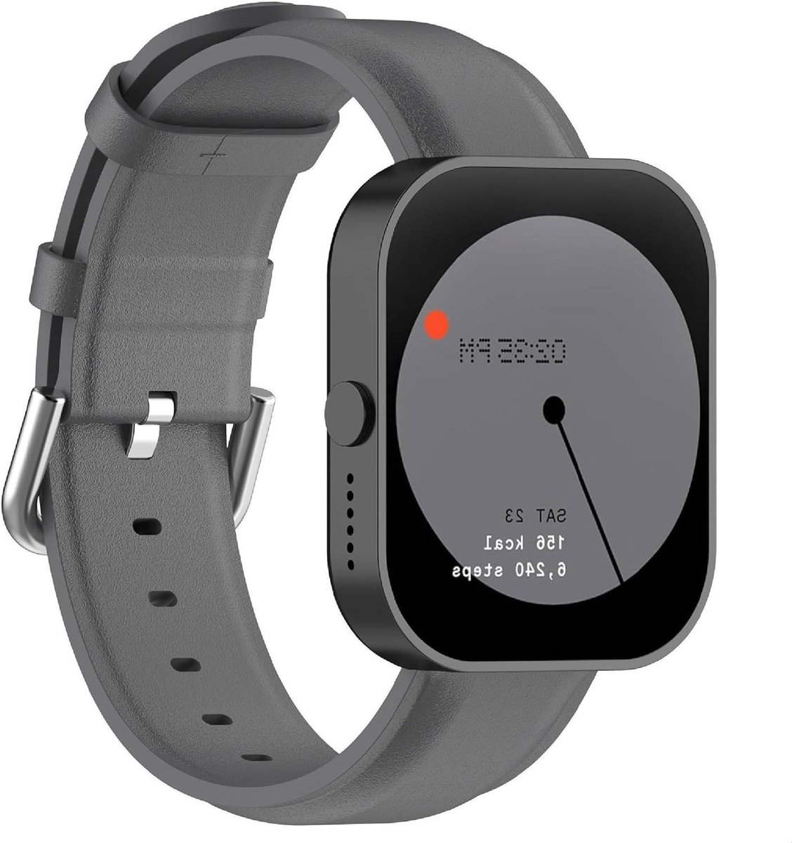 Band compatibel met smartwatch, echt lederen horlogeband, vervanging slijtvast ademend - grijs