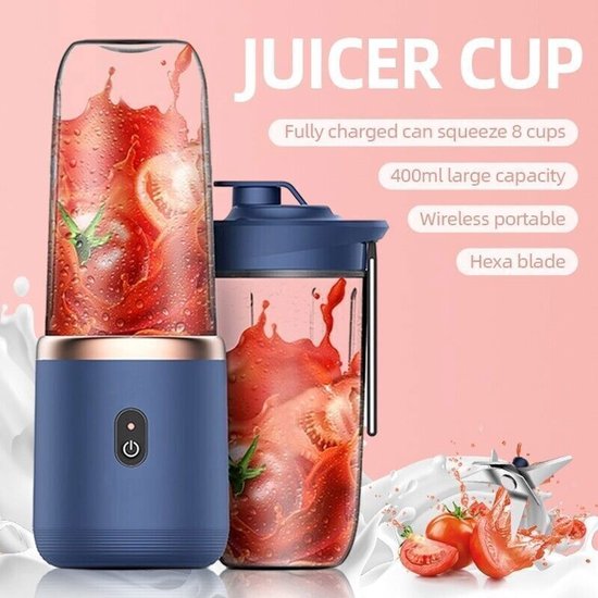 Glazen draagbare blender voor smoothies - Persoonlijke blender voor shakes en smoothies, oplaadbaar via USB, voor babyvoeding, reizen, strand, kantoor en sport (zilver