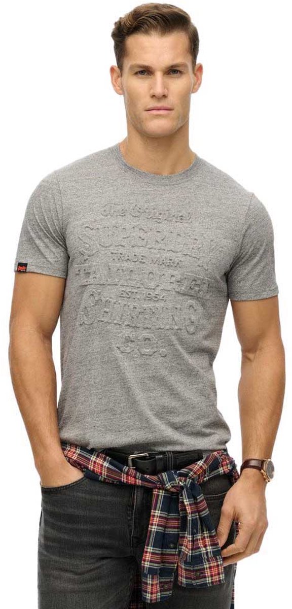Superdry Workwear T-shirt met relaxte pasvorm en reliëf Heren T-shirts Grijs