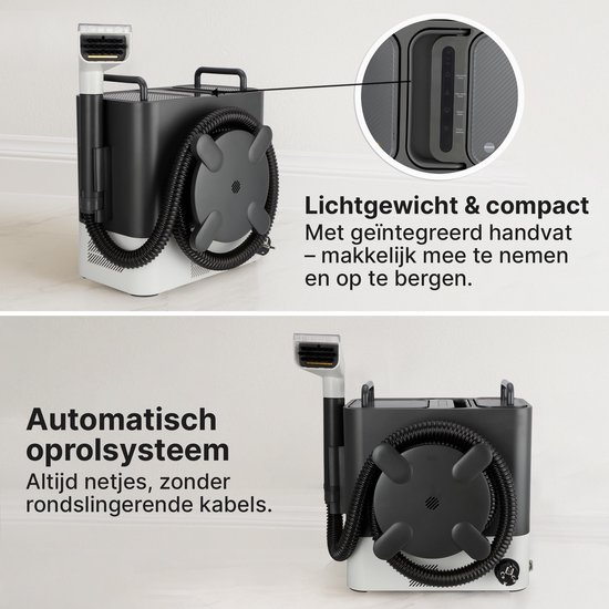 Olvy Carpet Cleaner PRO – Wet Vacuum Cleaner & Upholstery Cleaner with Steam – 100°C Steam Cleaner – Sofa Cleaning Device – Wet Vacuum Cleaner for Upholstery – Incl. Cleaner – 1650W