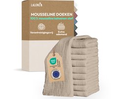 Laleni Hydrofiele Doeken - 100% Katoen - Mousseline - 70x70cm - Beige - Set van 10