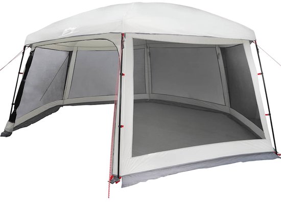 vidaXL - Zwembadtent - met - uitneembare - buiten- - gaaswanden - 618x532 - cm - grijs van Merkloos — afbeelding 4