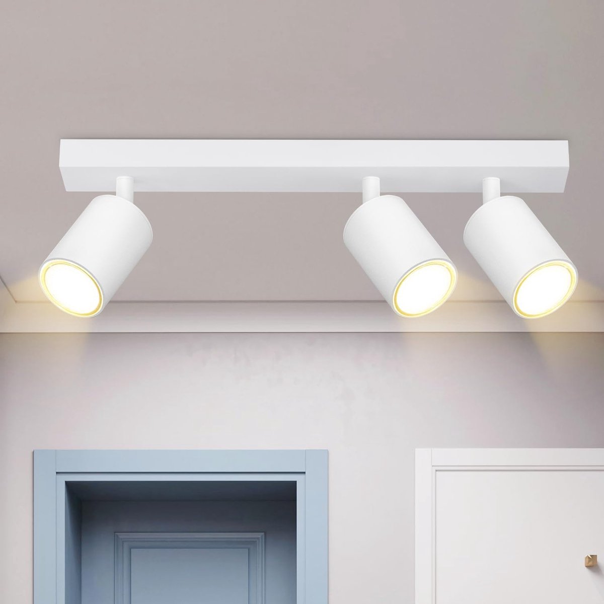 Glitzerlife LED Plafondspot - Plafondlamp - 3-lichts GU10 Fitting Exclusief Lichtbron - 350° Verstelbaar Draaibaar - Modern Design Wit Voor Woonkamer Keuken Hal