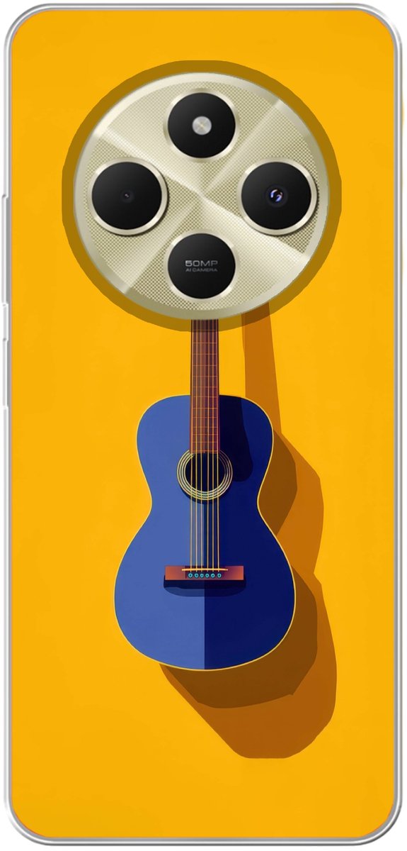 Telefoonhoesje Geschikt voor Xiaomi Geschikt voor Redmi 14C hoesje - Gitaar - Akoestisch - Minimalistisch - Geel - Siliconen Telefoonhoesje Telefoonhoesje