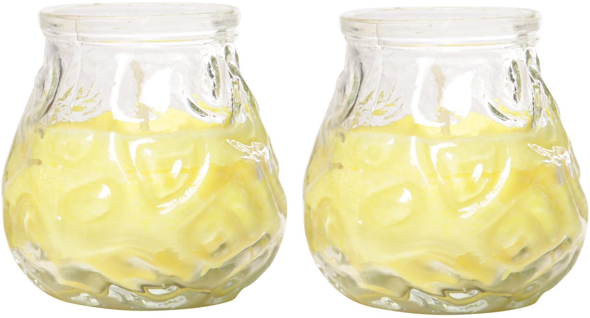 Cosy & Trendy Citronella Lowboy Tafelkaars - 2x - 7 cm - 17 branduren - citrusgeur - citronella sfeerkaarsen Geel