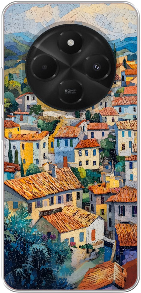 Telefoonhoesje Geschikt voor Xiaomi Geschikt voor Poco M7 hoesje - Dorp - Heuvels - Landschap - Bomen - Siliconen Telefoonhoesje Telefoonhoesje