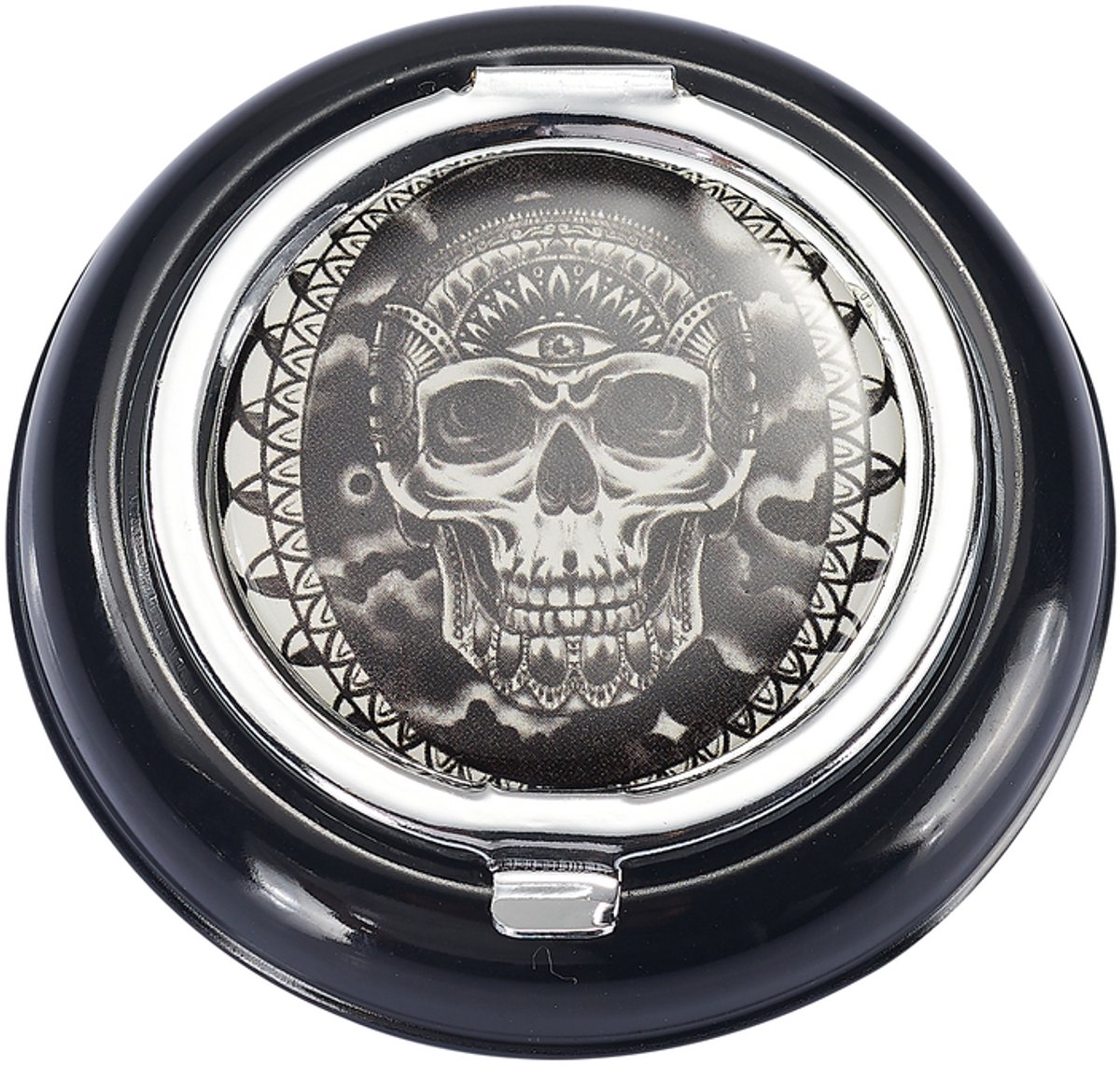 Zak asbak - Draagbaar - Pocket Asbak - Klikslot - Metaal - Skull Design - 6,7 cm