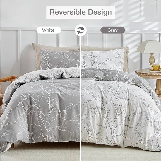 Foto: Dekbedovertrek botanisch 3 stuks 200x200cm microvezel