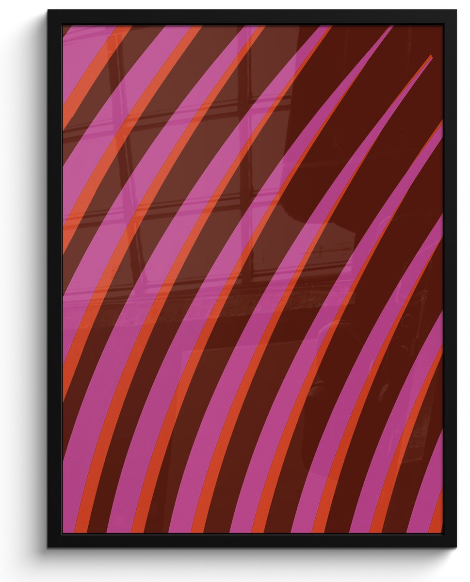 FrameYourWall Poster in lijst - Fotolijst 60x80 cm - Posters - Lijnen - Rood - Beweging - Posterlijst zwart - Decoratie - Wanddecoratie woonkamer - Muurdecoratie slaapkamer