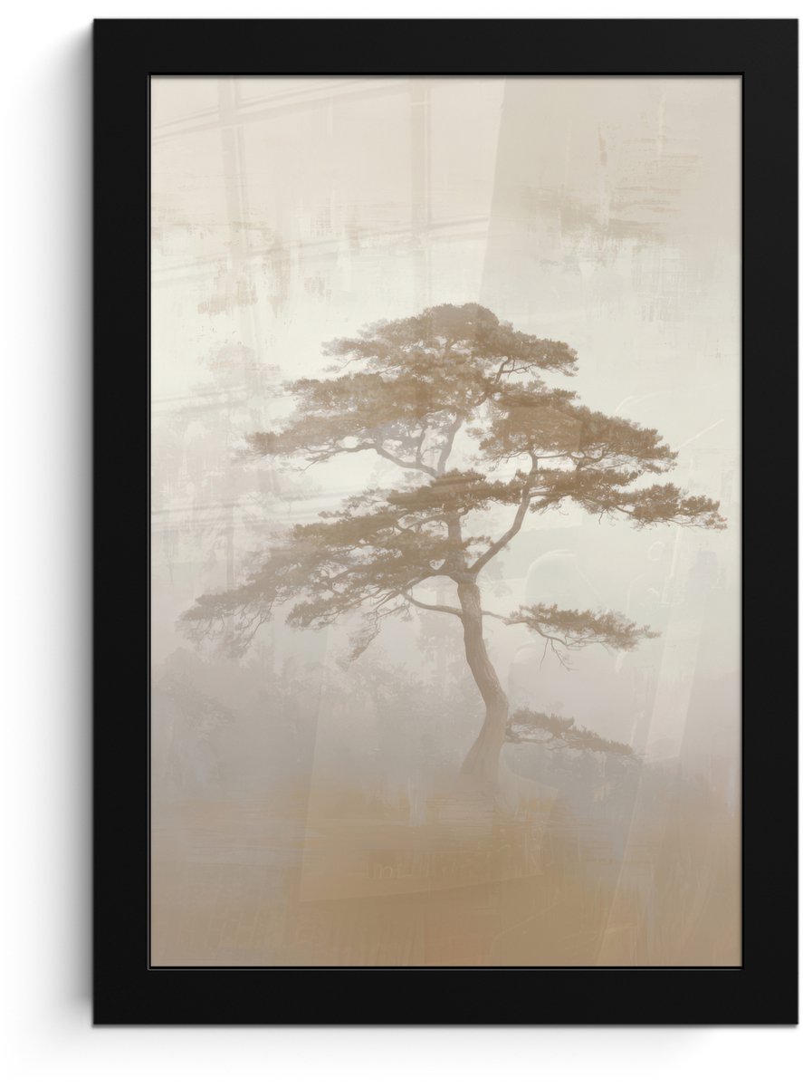FrameYourWall Poster in lijst - Fotolijst 20x30 cm - Posters - Boom - Oosterse stijl - Landschap - Posterlijst zwart - Decoratie - Wanddecoratie woonkamer - Muurdecoratie slaapkamer Boom - Landschap