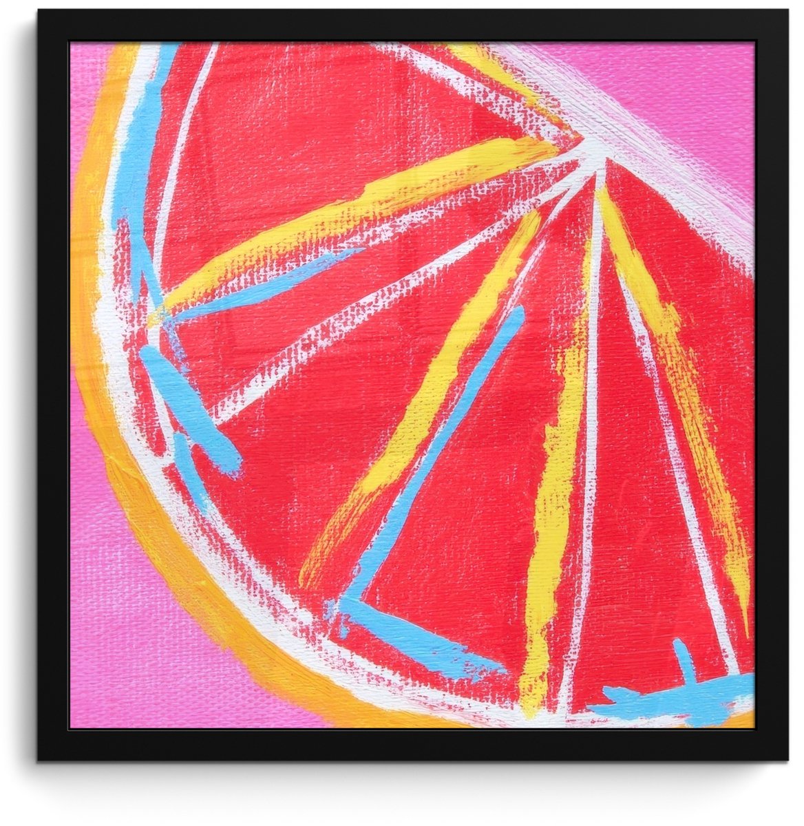 FrameYourWall Poster in lijst - Fotolijst 40x40 cm - Posters - Grapefruit - Geschilderd - Roze - Strepen - Posterlijst zwart - Decoratie - Wanddecoratie woonkamer - Muurdecoratie slaapkamer