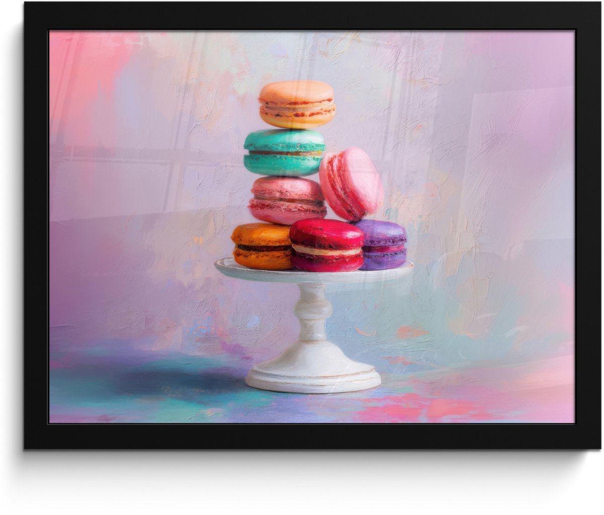 FrameYourWall Poster in lijst - Fotolijst 40x30 cm - Posters - Macarons - Schaal - Pastel - Kleurrijk - Posterlijst zwart - Decoratie - Wanddecoratie woonkamer - Muurdecoratie slaapkamer