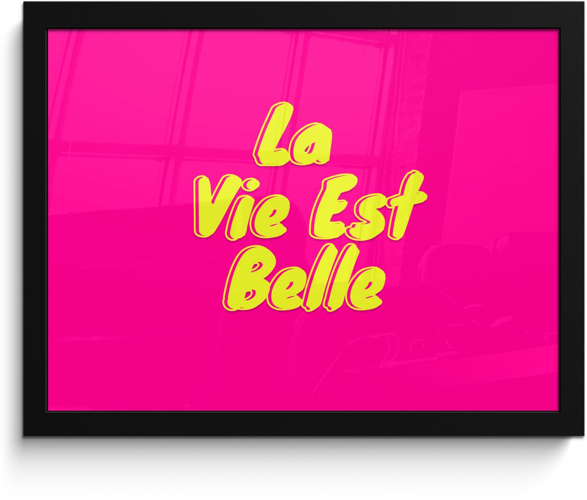 FrameYourWall Poster in lijst - Fotolijst 40x30 cm - Posters - Quote - Retro - Roze - Posterlijst zwart - Decoratie - Wanddecoratie woonkamer - Muurdecoratie slaapkamer