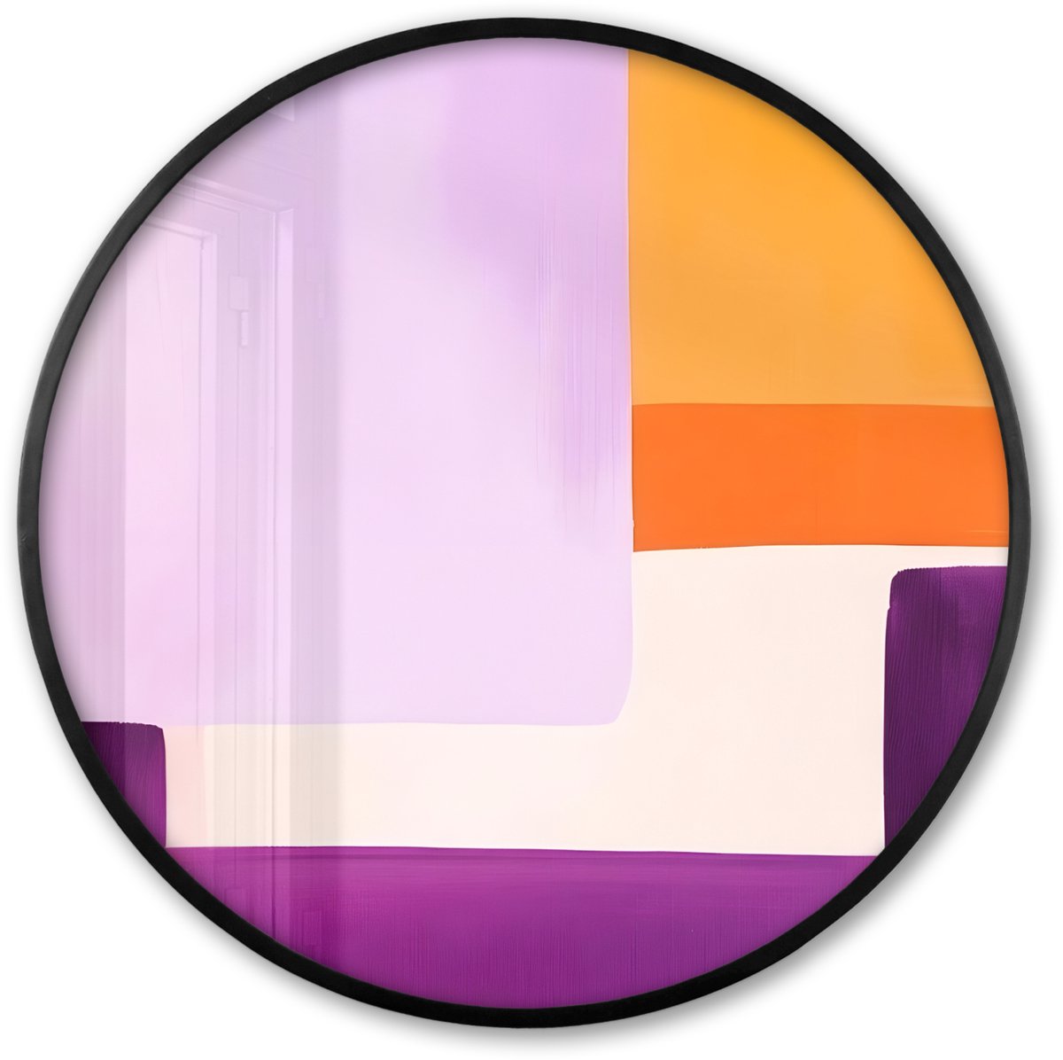 FrameYourWall Poster in lijst Rond - Fotolijst 60x60 cm - Posters - Vlakken - Abstract - Rechthoekig - Oranje - Ronde posterlijst zwart - Decoratie - Wanddecoratie woonkamer - Muurdecoratie slaapkamer