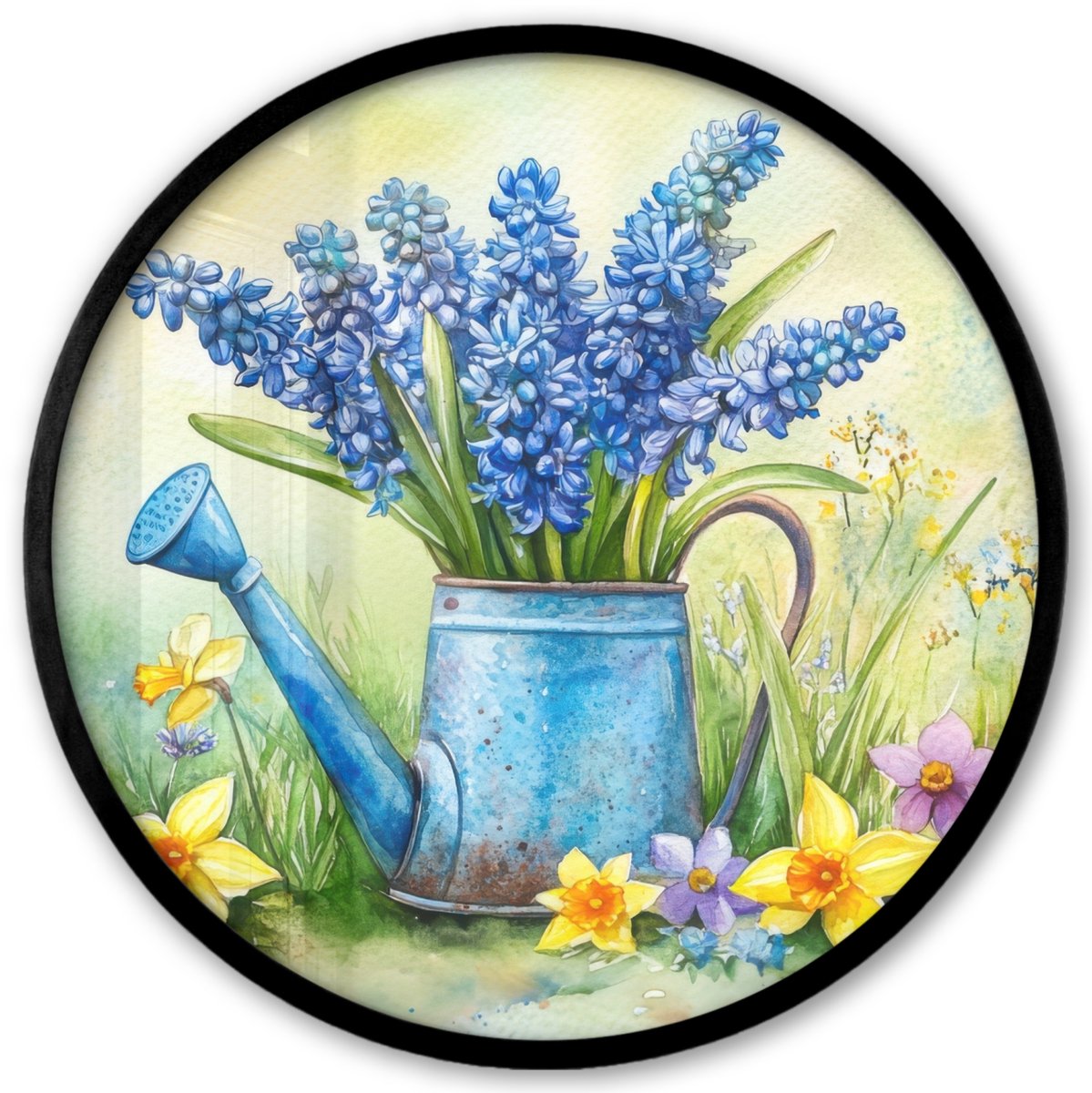 Poster in lijst Rond - Fotolijst 40x40 cm - Posters - Gieter - Lavendel - Bloesems - Ronde