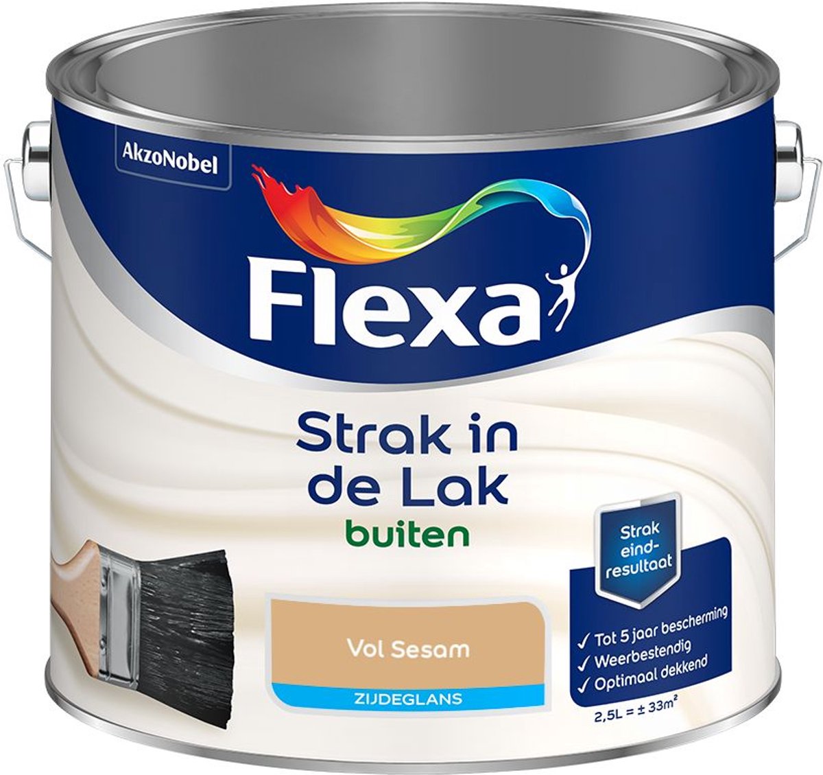 Flexa - Strak in de Lak Buitenlak Zijdeglans - Vol Sesam - Mengverf - 2.5 L