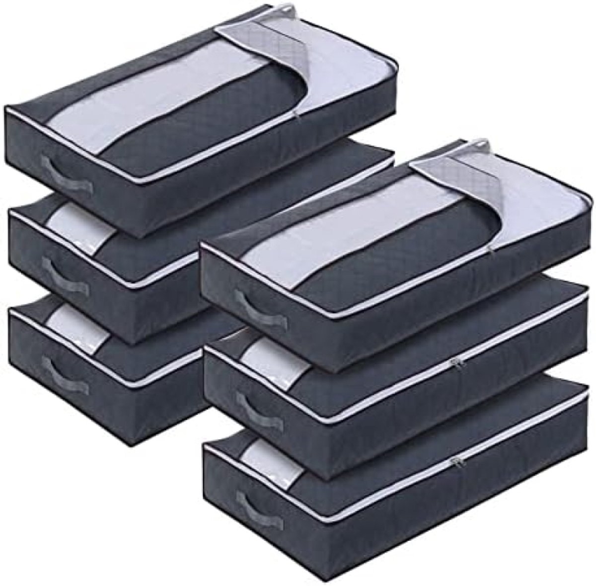 PromoHome 6 stuks Opbergboxen Onder Bed - Ruimtebesparende Organizers met Ventilatie