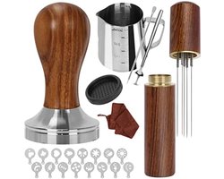 PromoHome 23-delige Barista Set Espresso Accessoires - Professionele Koffie Stamper 51mm, Melkkan, Roerder, Stencils, Mat, Handdoek en Latte Art Pen voor Perfecte Koffiebereiding