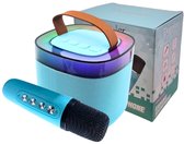 Doppler Diamond – Bluetooth Karaoke Set met Draadloze Microfoon, LED Verlichting & 10W Stereo Speaker – Turquoise Blauw