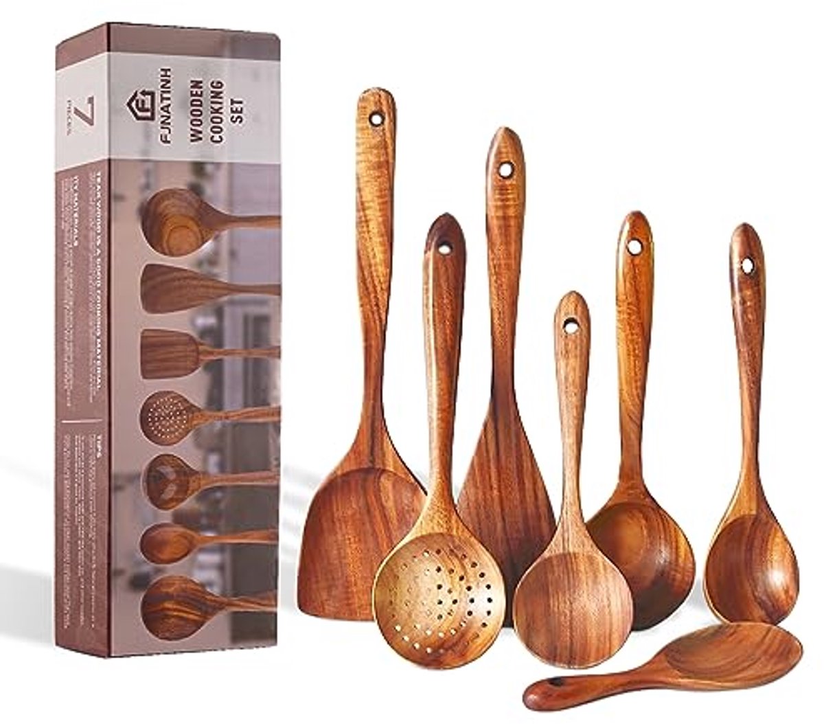 Houten Spatel Set 7-delige Keuken Gereedschap voor Koken