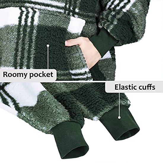 Oversized Hoodie Deken met Koeprint - Zacht Sherpa & Flanel Fleece - Unisex Winter Must-Have