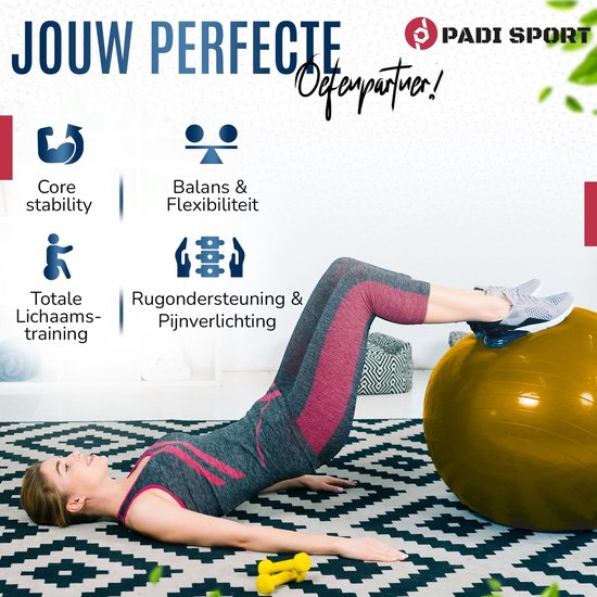 Padisport - Yoga Bal - 55 Cm - Zwangerschapsbal - Yoga Bal Inclusief Pomp - Fitnessbal - Pilates Bal - Yoga Bal Geel - Yoga Bal Cm - Yoga - Fitness - Geel van Padisport — afbeelding 5