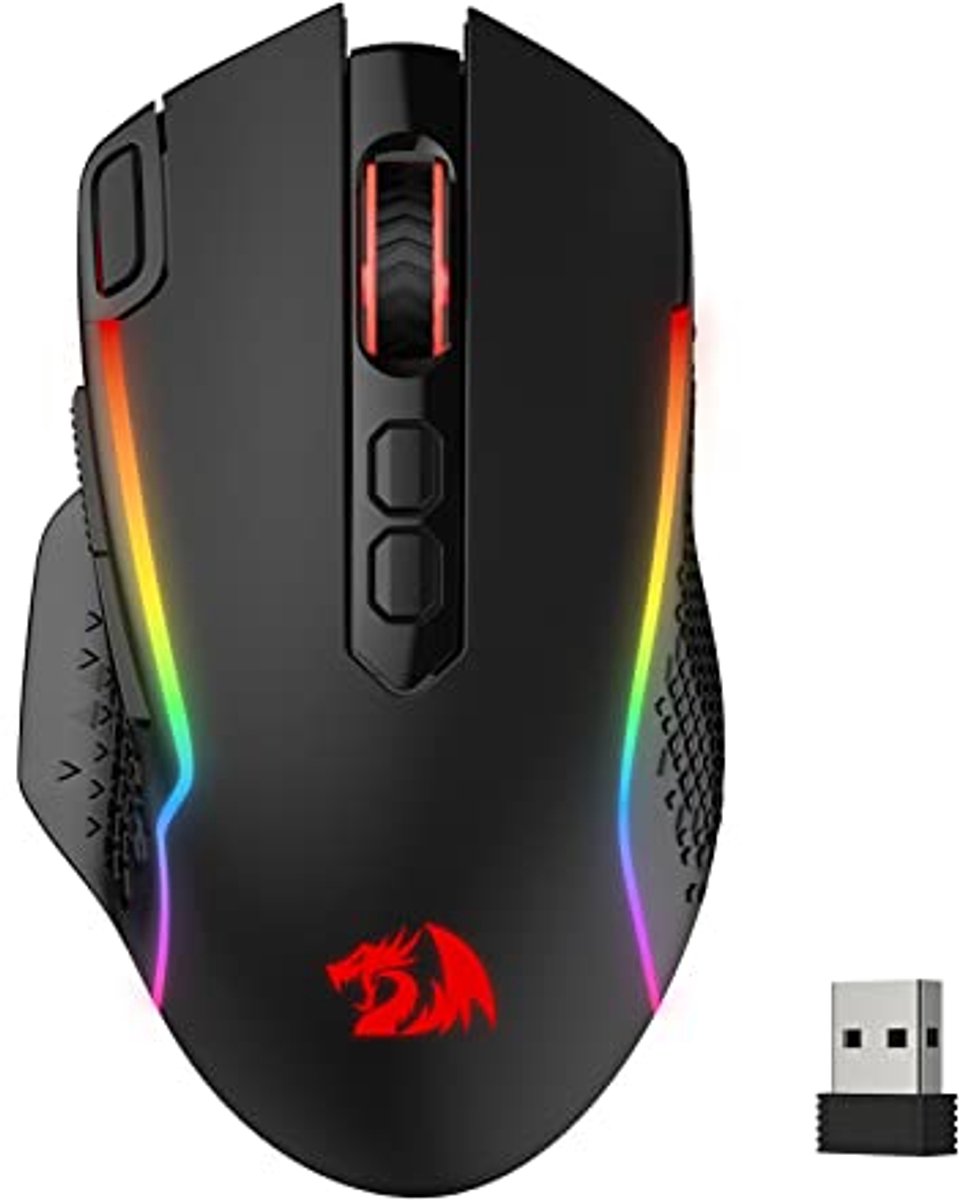 Draadloze gamingmuis 10.000 dpi met snelschietknop en RGB-achtergrondverlichting voor pc, Mac en laptop