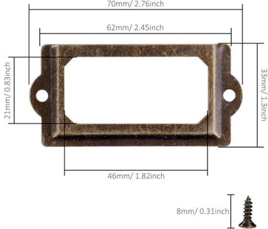 Sourcing Map 10pcs Cadres Porte-Étiquettes Métal Vintage Style 85mm X 42mm Avec Vis