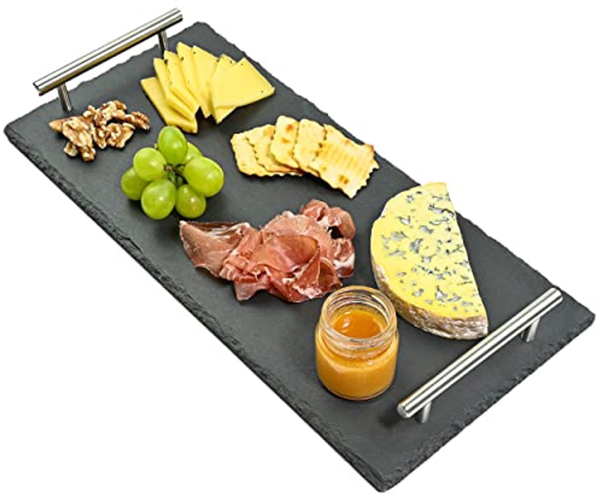Slate serveerschaal met handvatten 40x20cm - Anti-slip en natuurlijk