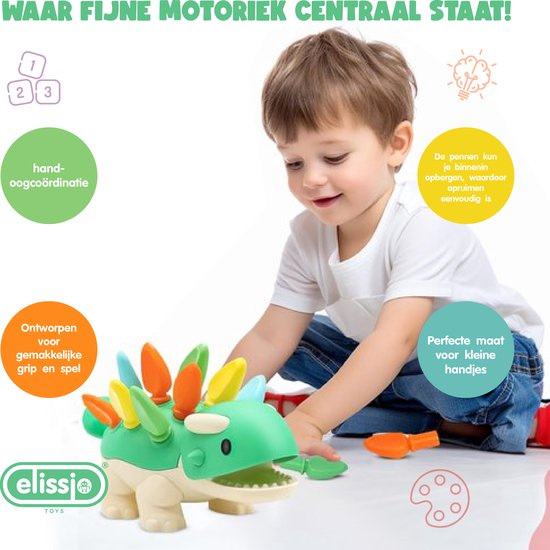 Elissio® - Fijne Motorieke Dinosaurus - Sensorisch Speelgoed - Montessori Fijne Motoriek Kinderspeelgoed vanaf 6 Maanden - Educatief Baby Speelgoed 1 Jaar - Peuter & Kleuter Speelgoed 2-3 Jaar - Cadeau voor Meisjes & Jongens van Merkloos — afbeelding 3