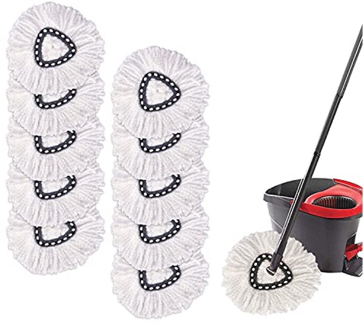 10-Pack Vervangende Hoofden voor Spin Mop - 100% Microfiber Mop Refill Heads