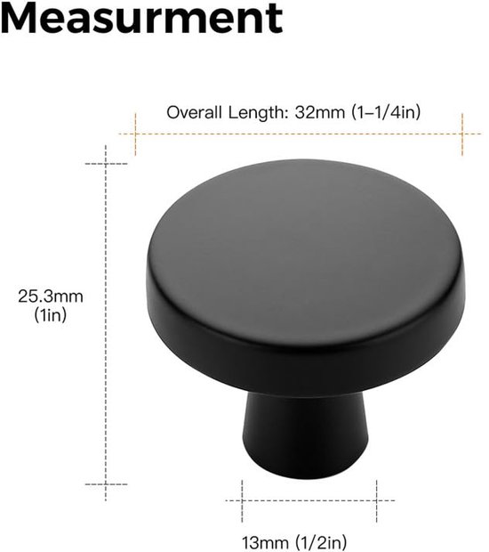 FURFITT 10 x kastknoppen van gepolijst chroom, 30 mm lang