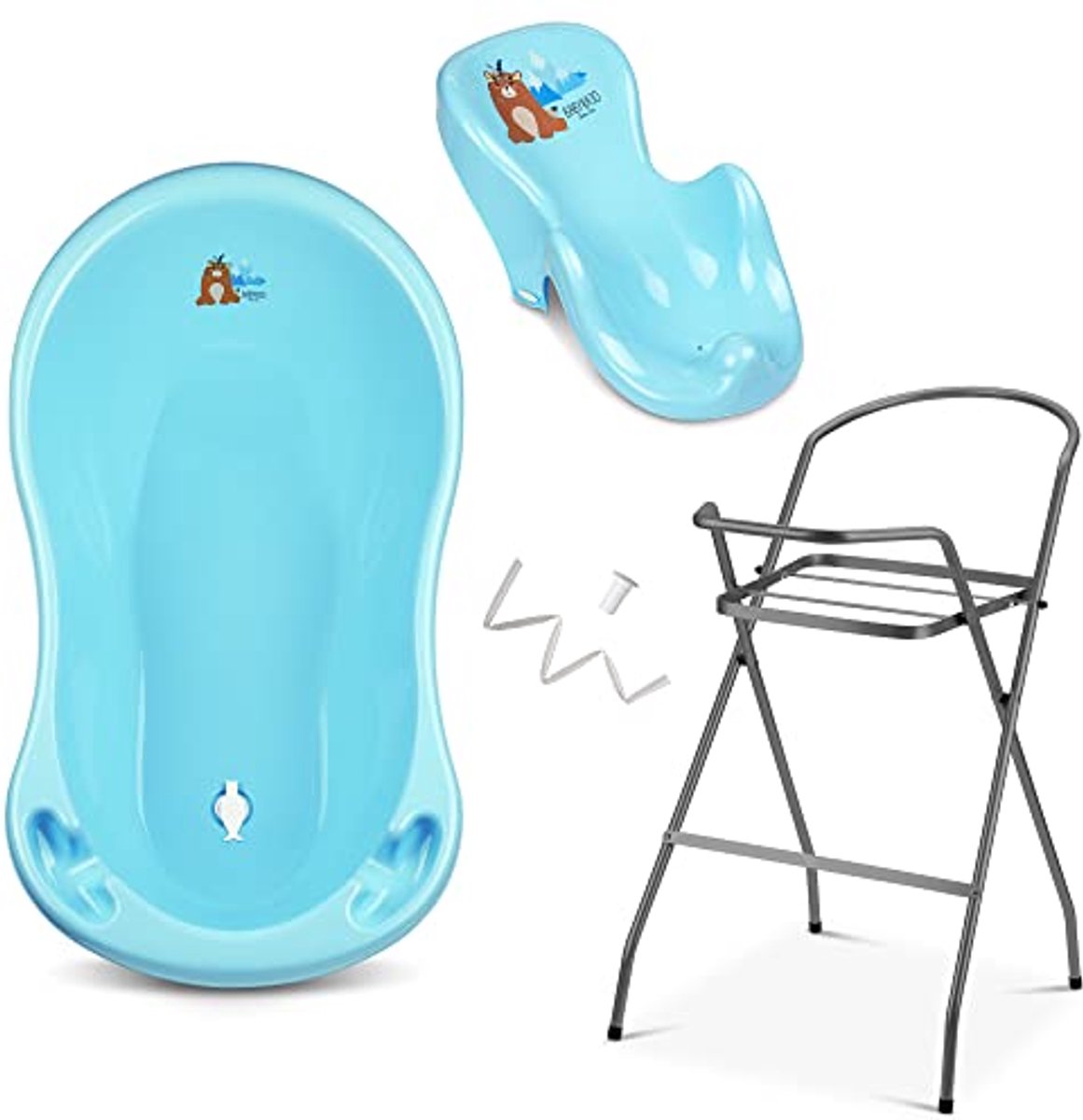 Baby Badje met Standaard en Antislip Badzitje voor Pasgeborenen - Ideale Badset