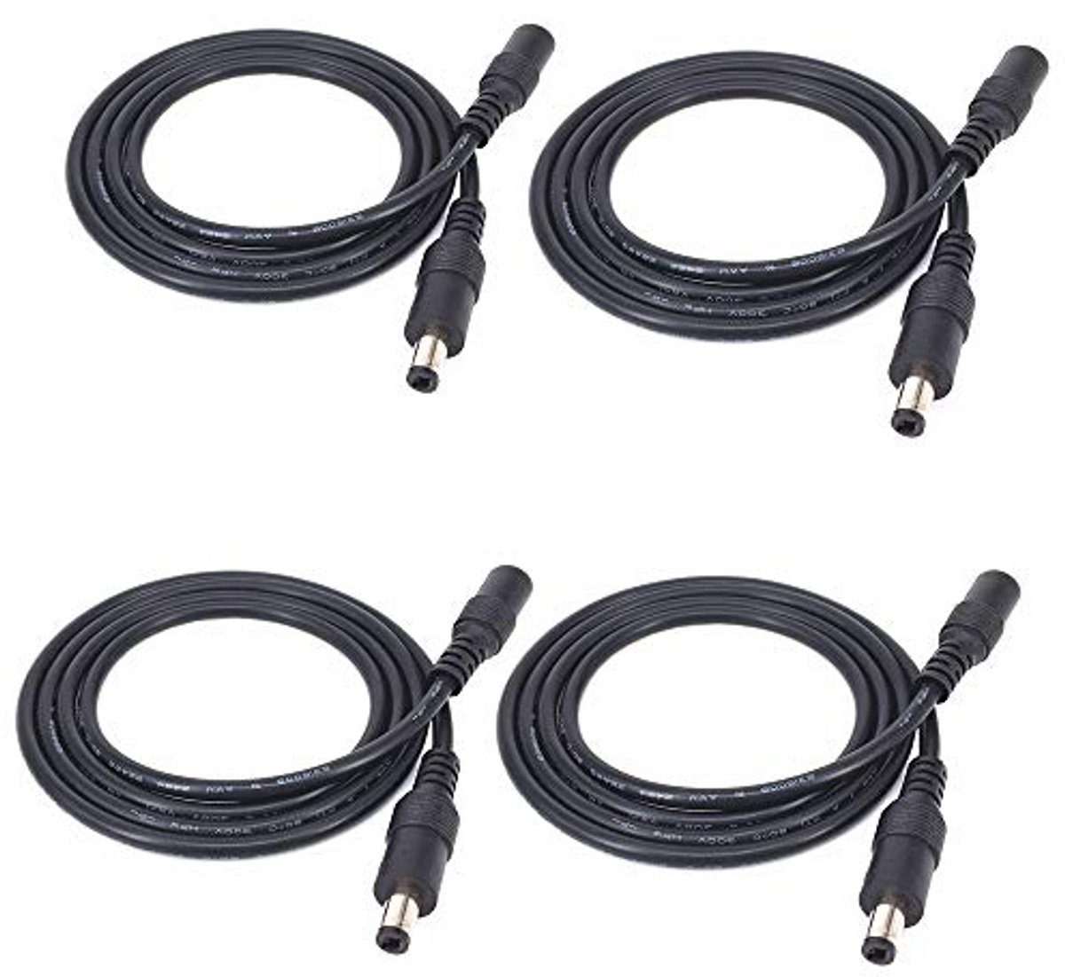 1m DC verlengsnoer met 2.5mm x 5.5mm aansluiting - 4 stuks