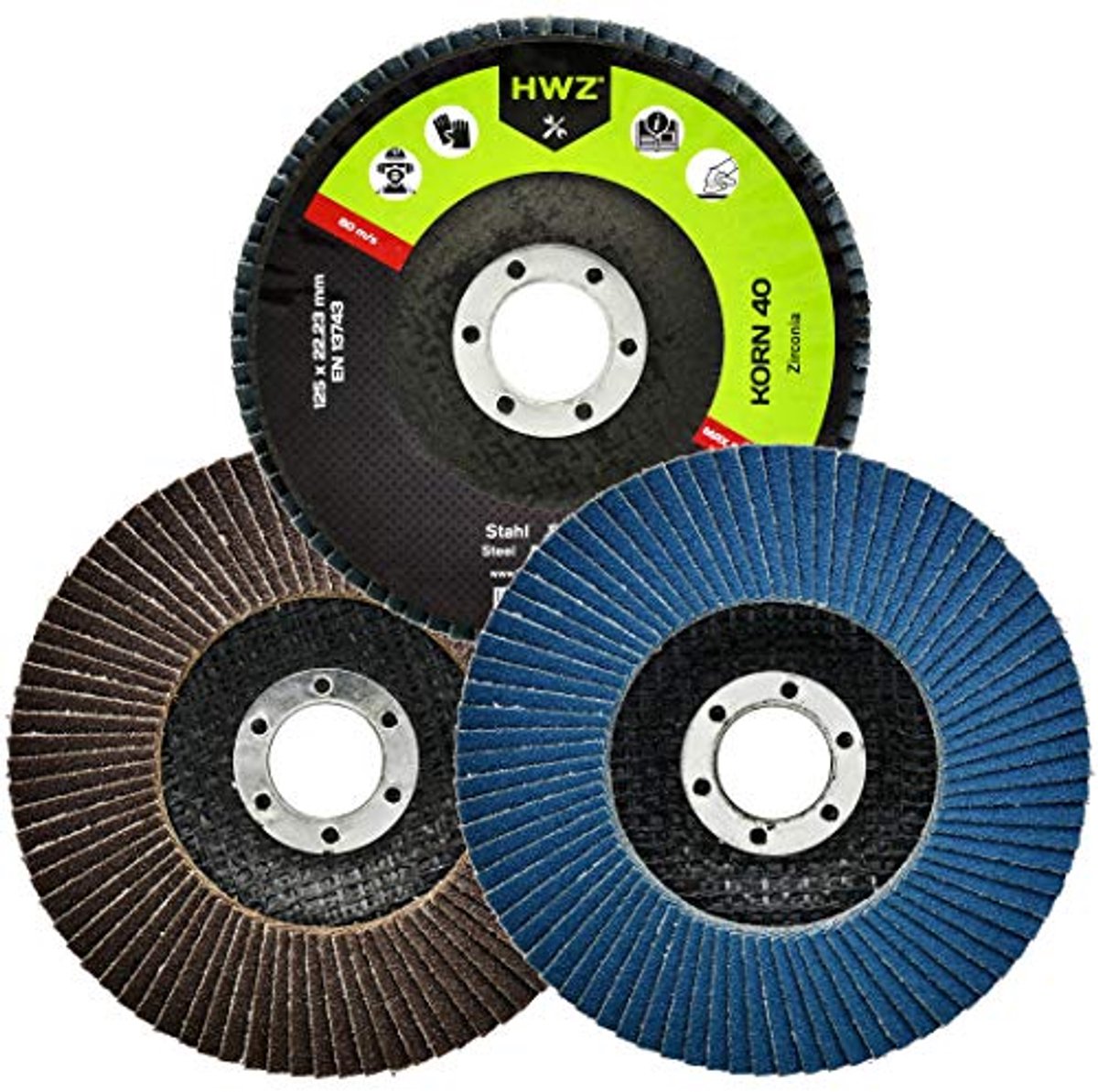 10 Lamellenschijven Ø 125 mm - Korrel 40 - Voor Verschillende Materialen