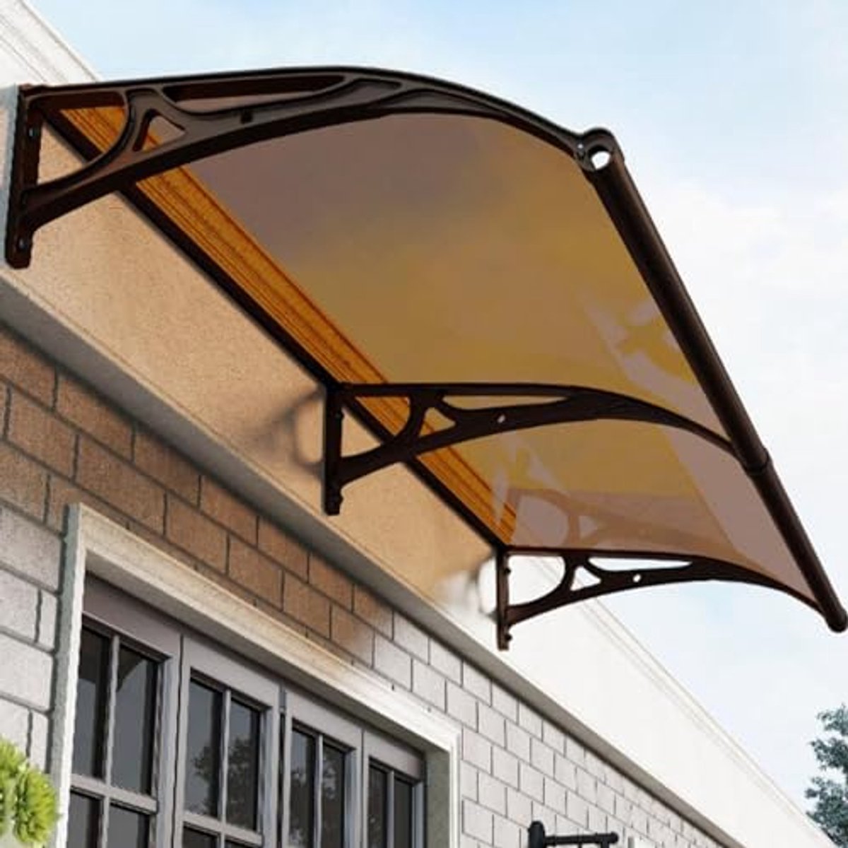 Buitenkant overkapping voor de voordeur - Polycarbonaat regenbescherming, modern zonnescherm