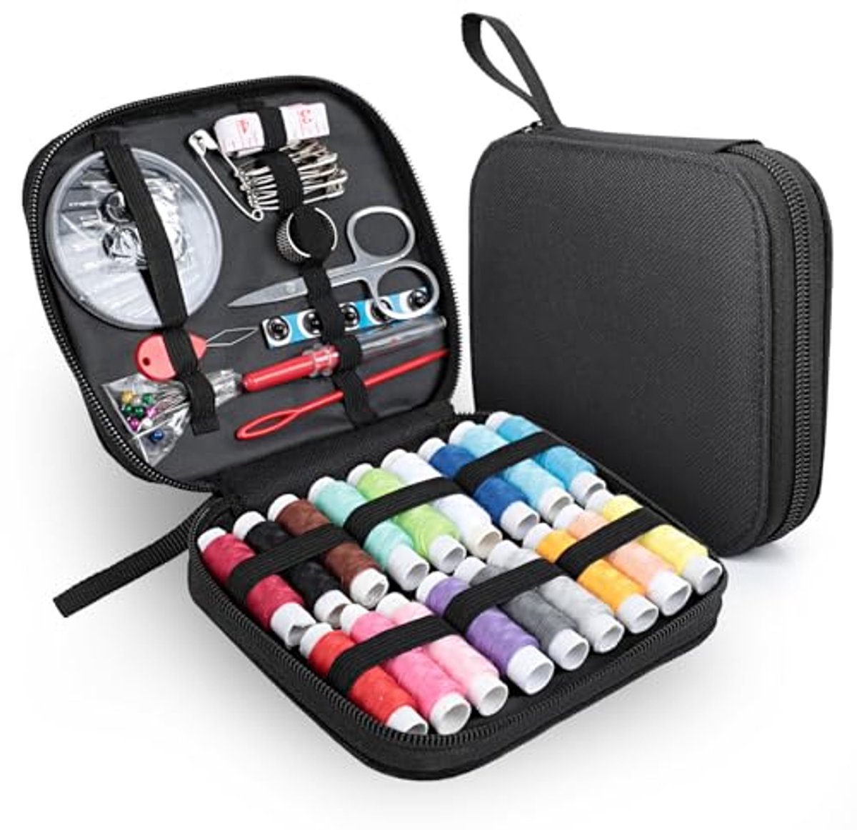 Professionele naaiset met 18 rollen garen en accessoires voor creatief borduren