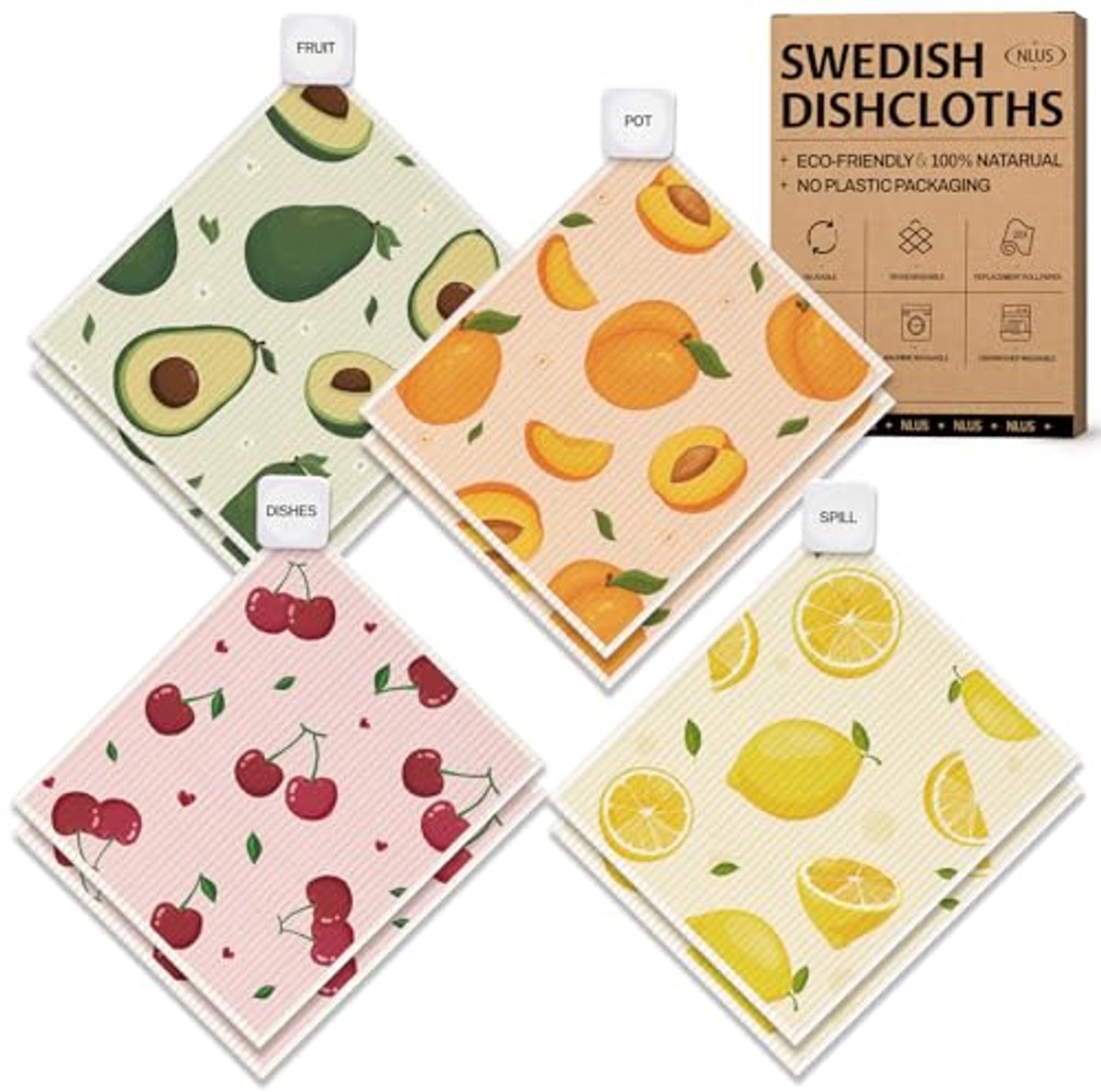 Herbruikbare Zweedse vaatdoeken 8-pack - Super absorberend en biologisch afbreekbaar