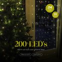 200 LED's warm wit lichtgordijn, 2 meter hoog en 1 meter breed, voor een deur.