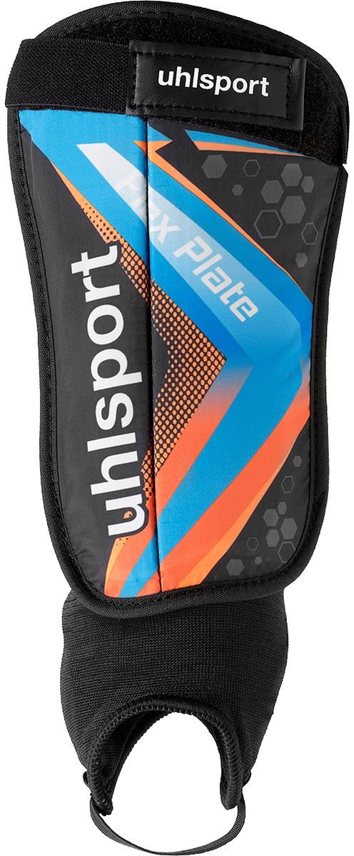 Uhlsport Flex Scheenbeschermer - Zwart / Cyaan / Fluo Oranje | Maat: M
