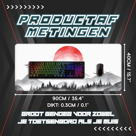 Grote Muismat 900x400 - XXL Gaming Bureau Accessoires - Japanse Zon Muismat — afbeelding 2