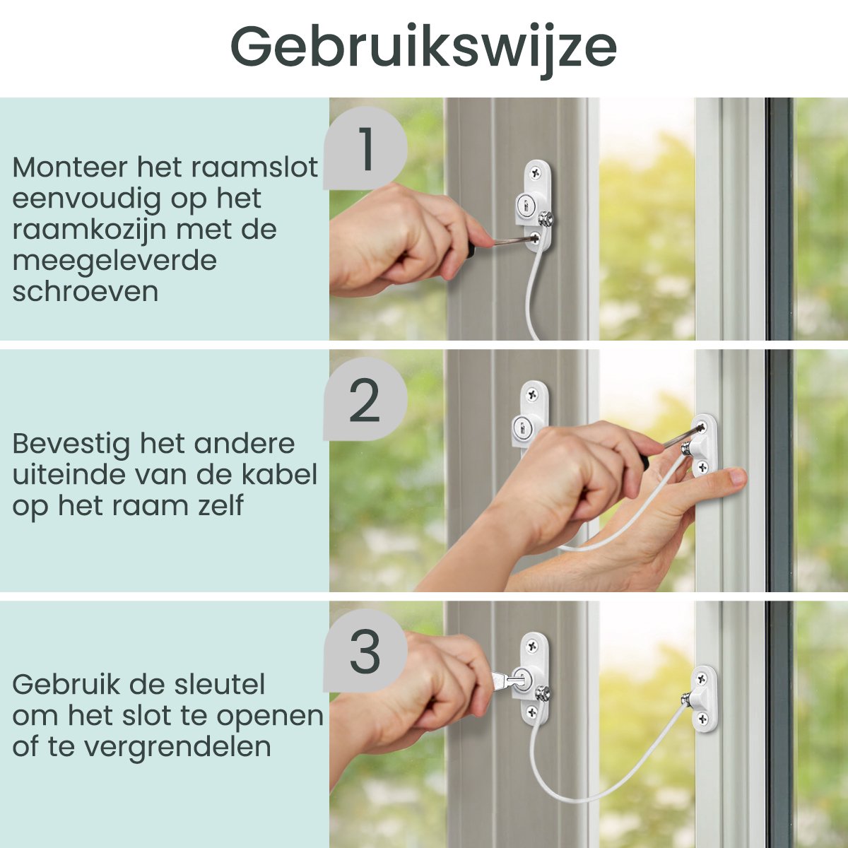 Purepeak Raamslot Kinderen Set 3 Stuks - Raambegrenzer - Wit thumbnail 3