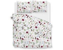 Zohome Celeste Dekbedovertrek - Wit - Lits-jumeaux - Dekbedhoes van 100% Katoen-Flanel - Bladeren - 240x220 + 2 slopen 60/70 cm - AW25