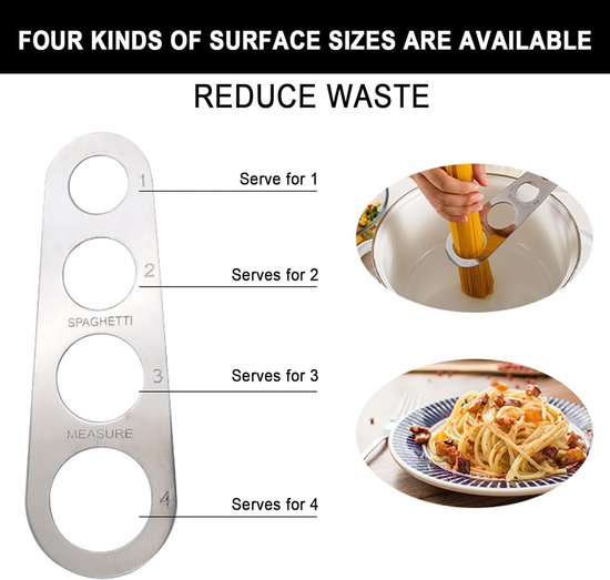 Pack of 3 Spaghetti Knives - RVS Spaghetti Divider - Spaghetti Maat met 4 Meetgaten - Keuken Gereedschap — afbeelding 4
