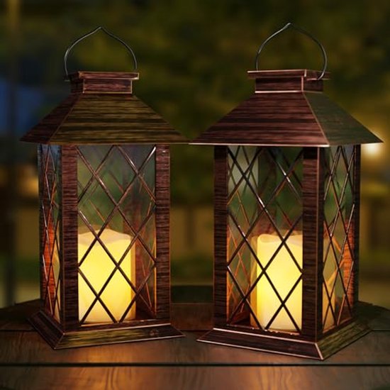 GolWof Led-lantaarn Op Zonne-energie, Voor Buiten, Voor In De Tuin Decoratieve Hangende Tuinlantaarn Zwart