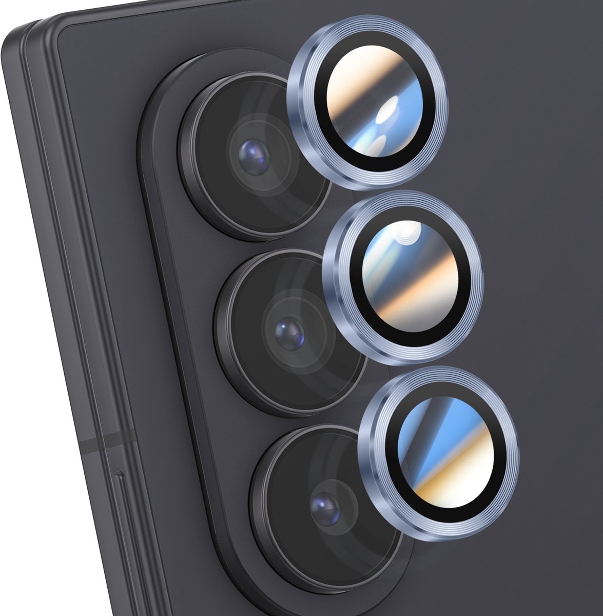 ENKAY, Camerabescherming Geschikt voor Samsung Galaxy Z Fold 7 Drievoudige lens, Blauw