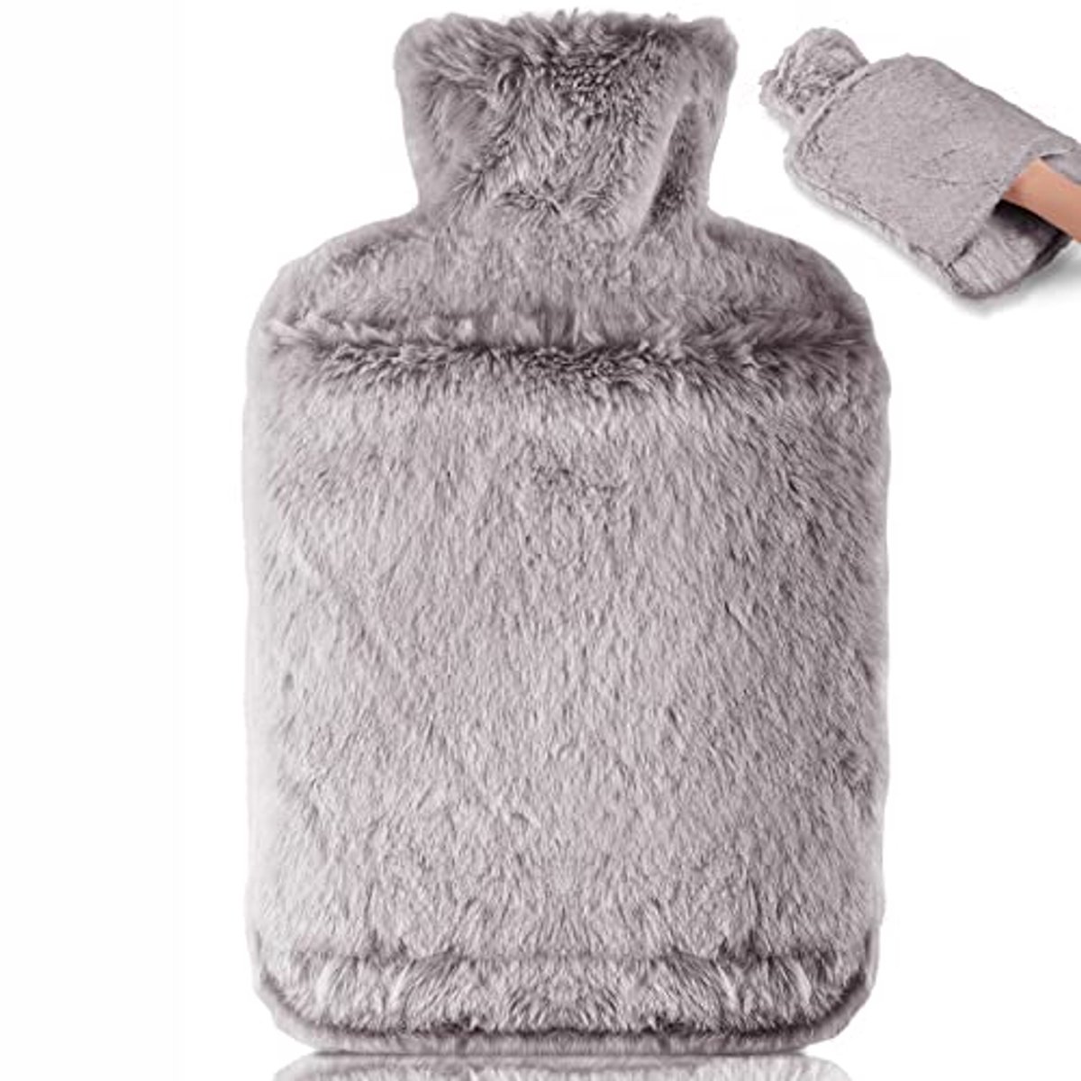 Warmwaterkruik met Zachte Hoes - Lekvrije 2L Grote Kruik met Kangoeroezak en Bedfles