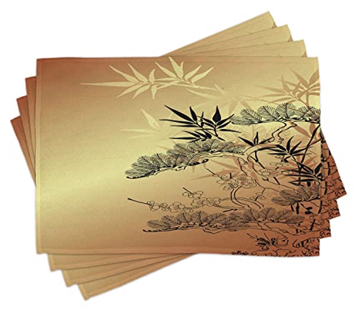 Bamboo Motief Placemat Set van 4 - Wasbare Eettafel Bescherming