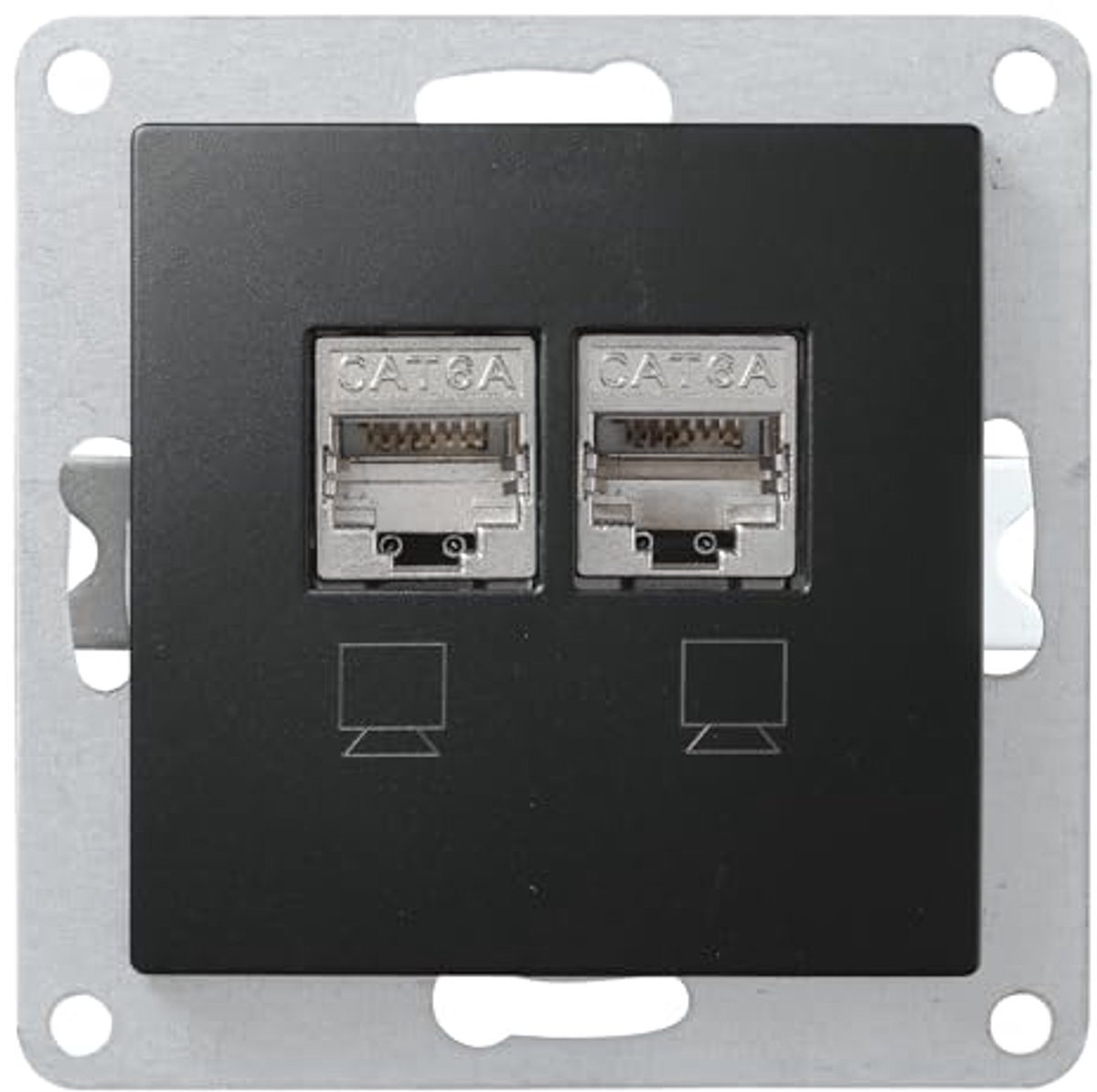 Netwerkaansluiting CAT 6A, UP, volledig afgeschermd, data box, mat zwart